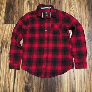 Buffalo David Bitton Red and Black Plaid Kids Button Down Shirt